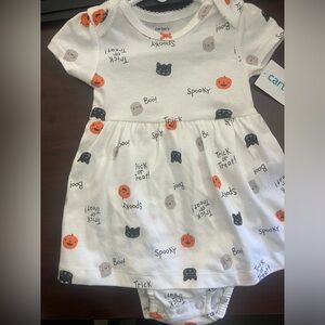 Brand New Carters Halloween Baby Onsie / Dress with  pumpkins, cats